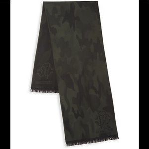 New Roberto Cavalli Dark Olive Wool Blend Scarf